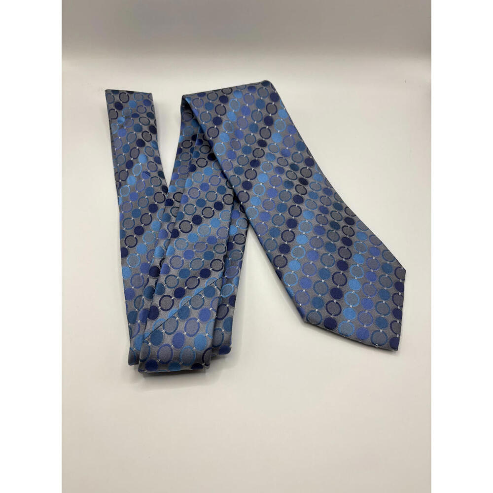 Kenneth Cole Reaction Blue Circle Pattern Men's Tie Silk